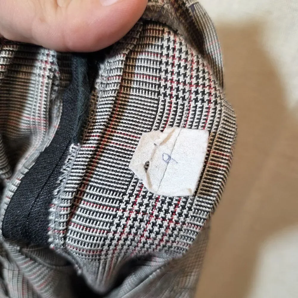 Vintage Glen Check Plaid Pleated Midi Skirt Womens 18 Side Zip FLAW - Picture 7 of 10